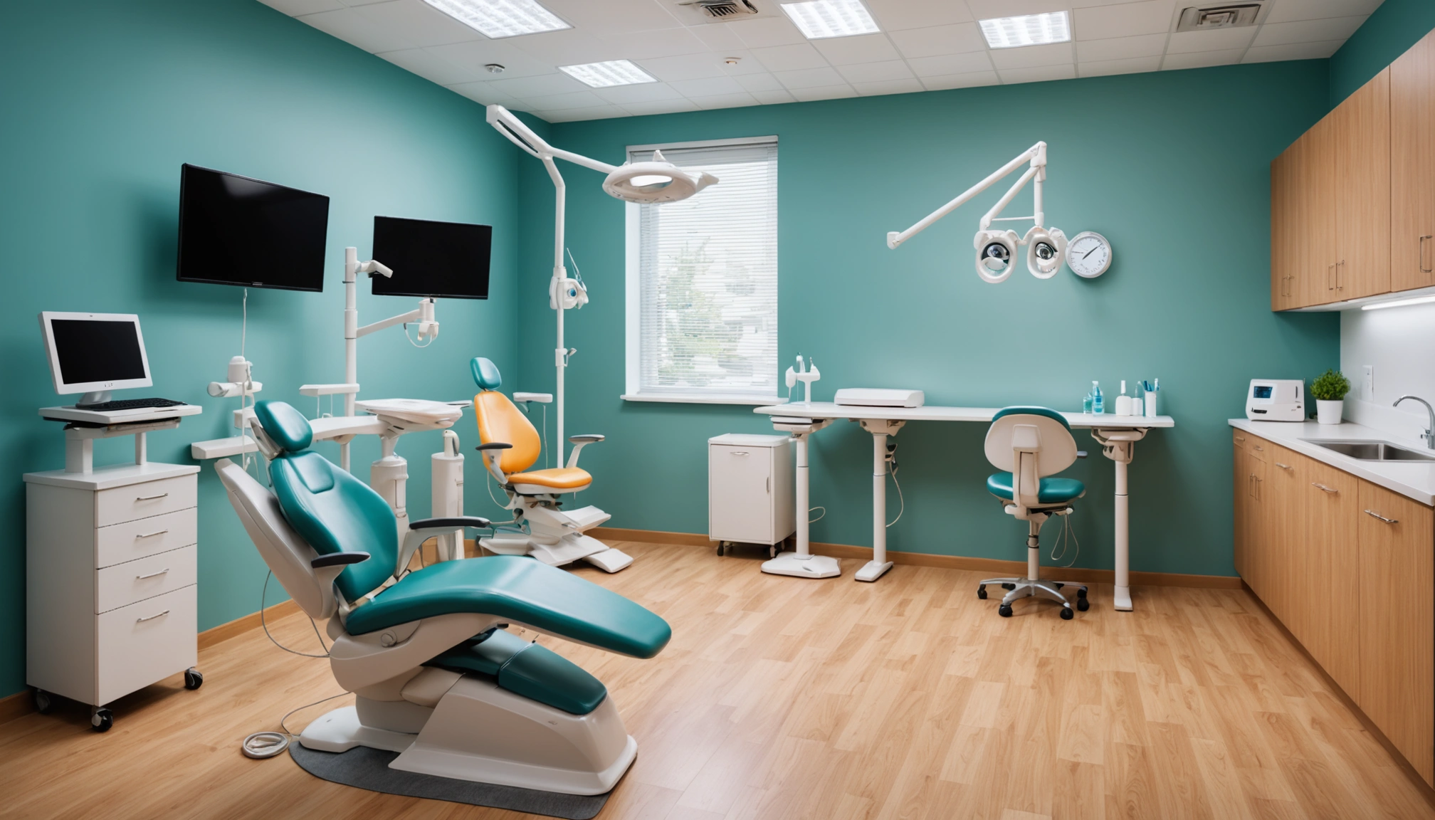 Eye-level view of a dental clinic setting