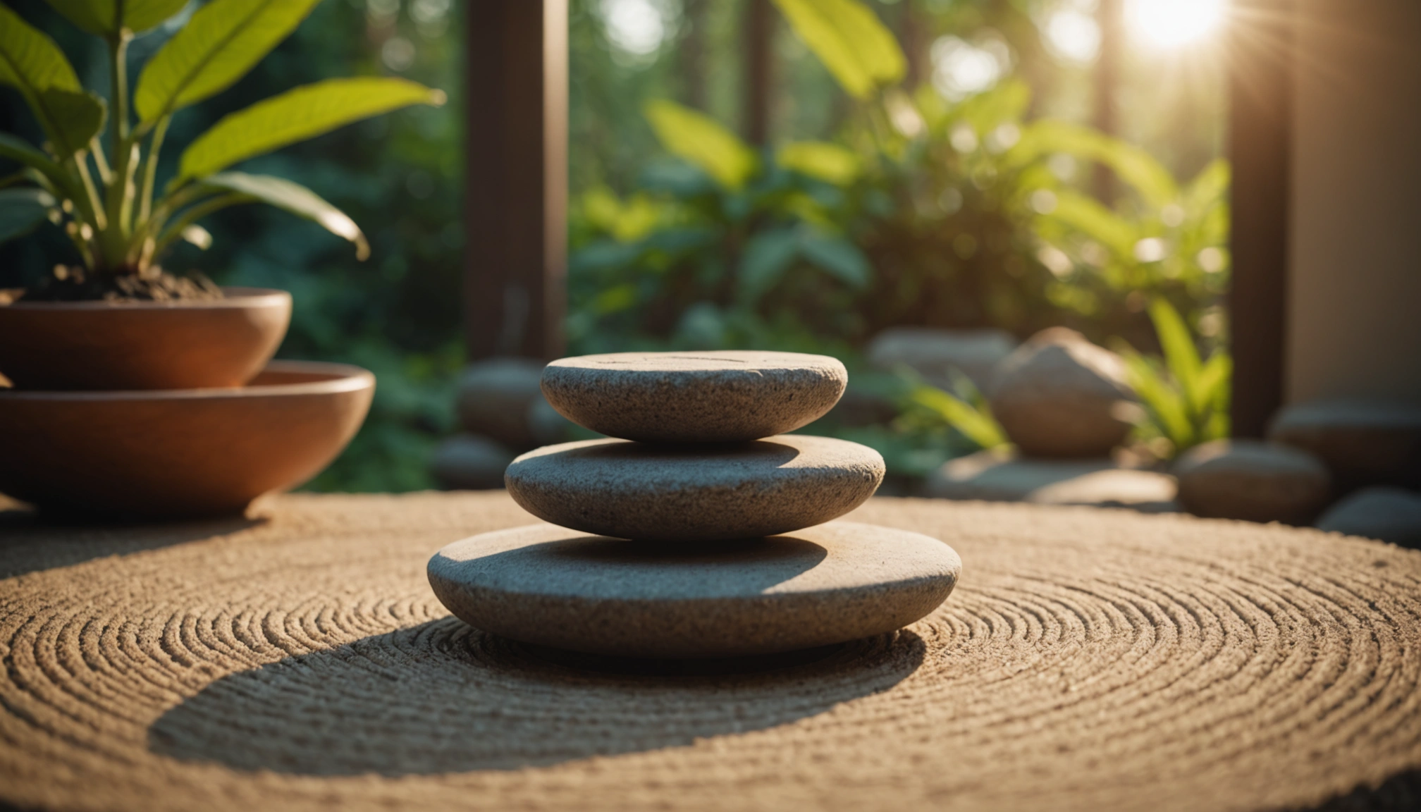 Close-up view of a peaceful meditation setting